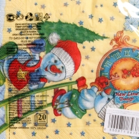 Новый год. Салфетки бумажные New Line Design &laquo;Снеговички-Часовички&raquo;, 33х33 см, 3 слоя 20 листов