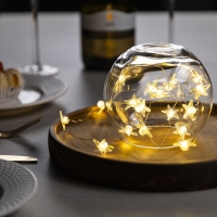 Гирлянда «Нить» 2 м роса с насадками «Снежная звезда», IP20, серебристая нить, 20 LED, 2 режима, батарейки ААх2 (нет в комплекте), свечение тёплое белое Гирлянда «Нить» 2 м роса с насадками «Снежная звезда», IP20, серебристая нить, 20 LED, 2 режима, батарейки ААх2 (нет в комплекте), свечение тёплое белое