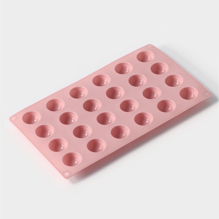 Форма для выпечки Доляна &laquo;Фигуры.Полусфера&raquo;, силикон, 28,3&times;16,5 см, 24 ячейки (d=2,8 см), цвет розовый