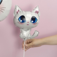 Шар фольгированный 15" &laquo;Котёнок&raquo;, мини-фигура, белый