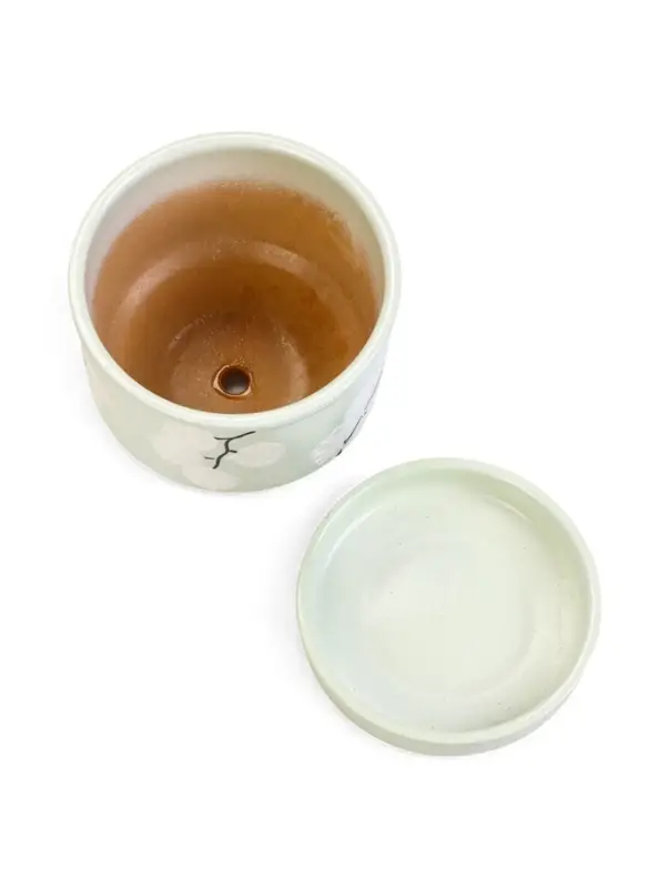 Горшок цветочный с поддоном 0,9 л, керамика "Листья" (М)