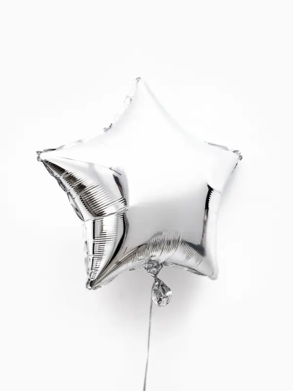 Воздушные шары фольгированные 18" "Звезда" цвет серебро,  набор 5 штук