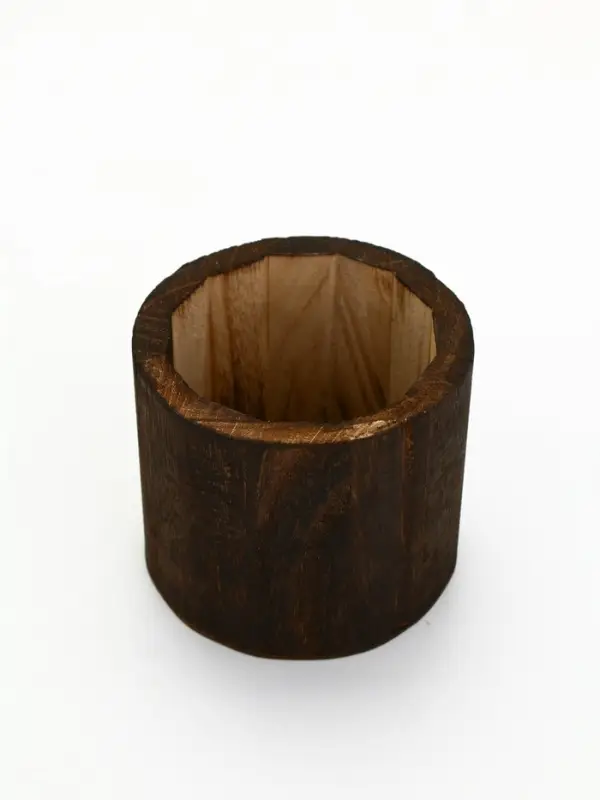 Стеклянная ваза с деревянной подставкой, 10х25,5х10 см