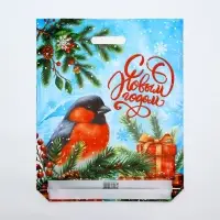 Пакет &laquo;Снегирь новым годом&raquo;, полиэтиленовый с вырубной ручкой, 45&times;38 см, 60 мк