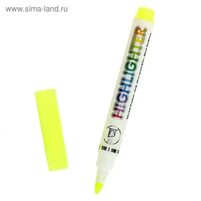Маркер текстовыделитель, наконечник скошенный 4 мм, жёлтый