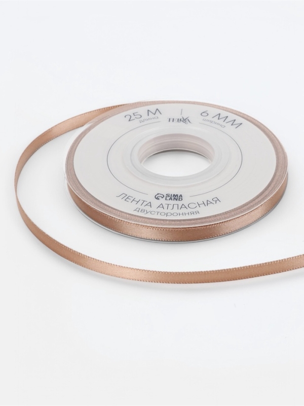 Лента атласная двухсторонняя №812 6мм*25&plusmn;1м телесный TR