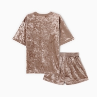 Комплект женский (футболка и шорты) KAFTAN Velvet р. 40-42, кофейный Комплект женский (футболка и шорты) KAFTAN Velvet р. 40-42, кофейный