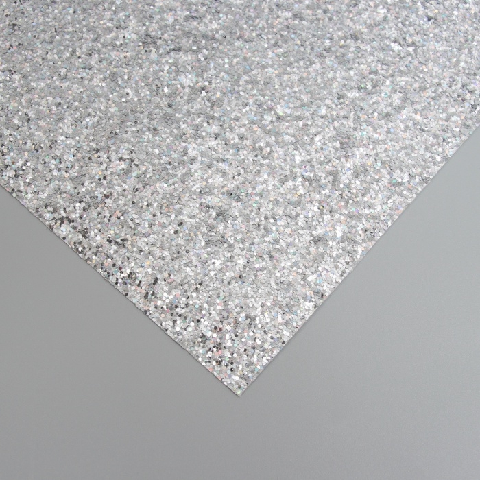 Лист для творчества иск.кожа Лист для творчества иск.кожа "Крупные блёстки" серебро лист 33х20 см толщина 0,84 мм