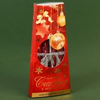 Новогодние свечи витые &laquo;Новый год: Счастья в Новом году&raquo;, без аромата, набор 4 шт, высота 15 см