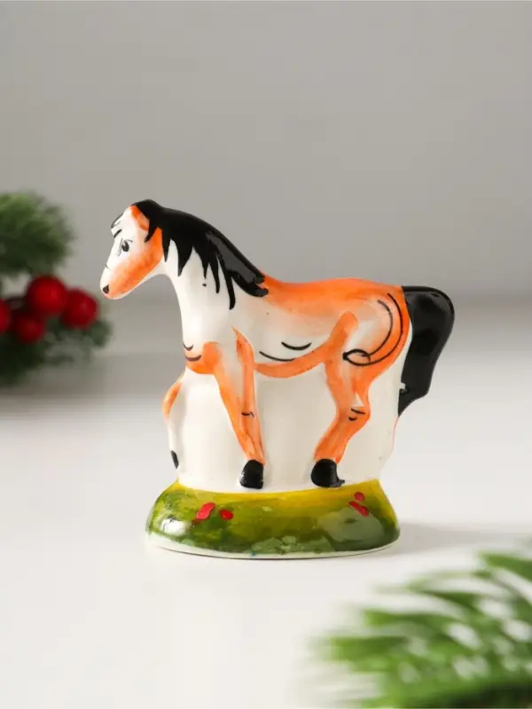 Сувенир Лошадь Зорька, 7х7х3,5 см, гжель,цвет