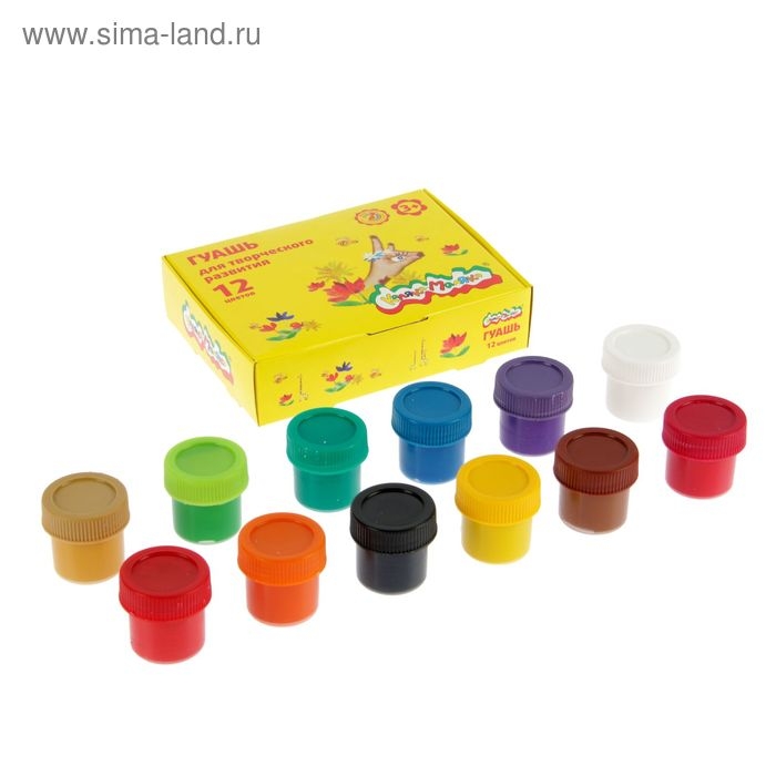 Гуашь 12 цветов &times; 17.5 мл &laquo;Каляка-Маляка&raquo;