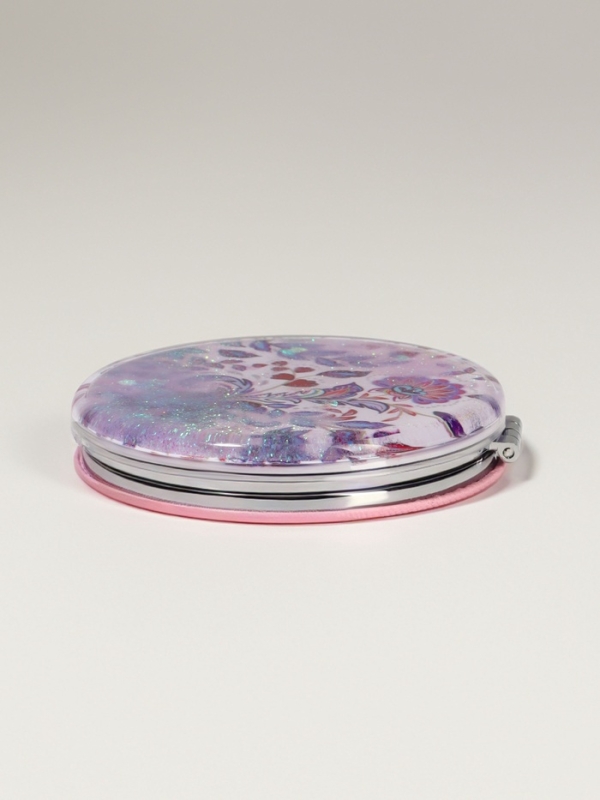 Зеркало складное &laquo;Цветы&raquo;, d = 7,2 см, с увеличением, цвет сиреневый/фиолетовый