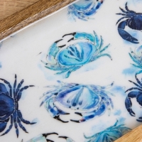 Набор розеток на подносе "Крабы" (3 шт) дерево манго 33,5х13х6,5 см