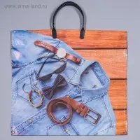 Пакет "Мужской акцент", полиэтиленовый с пластиковой ручкой, 40 х 40 см, 110 мкм