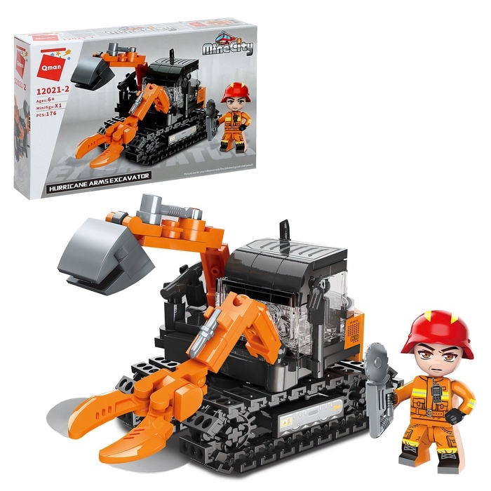 Конструктор блочный для мальчиков Строители &laquo;Экскаватор&raquo;, 176 деталей