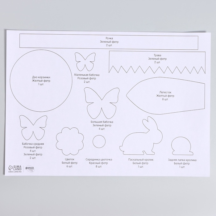 Набор для создания пасхальной корзинки из фетра &laquo;Пасхальный Зайка&raquo;