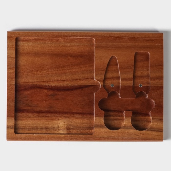 Набор для подачи сыра &laquo;Мрамор&raquo;, 2 ножа, акация