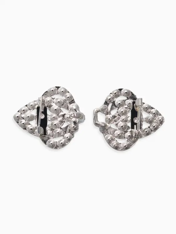 Зажим для кардигана "Ажур", шип, цвет белый в серебре