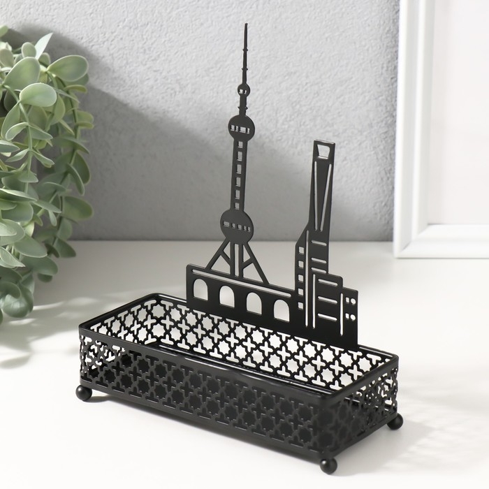 Подставка интерьерная металл Подставка интерьерная металл "Город" чёрный 6,3х14,5х18,5 см