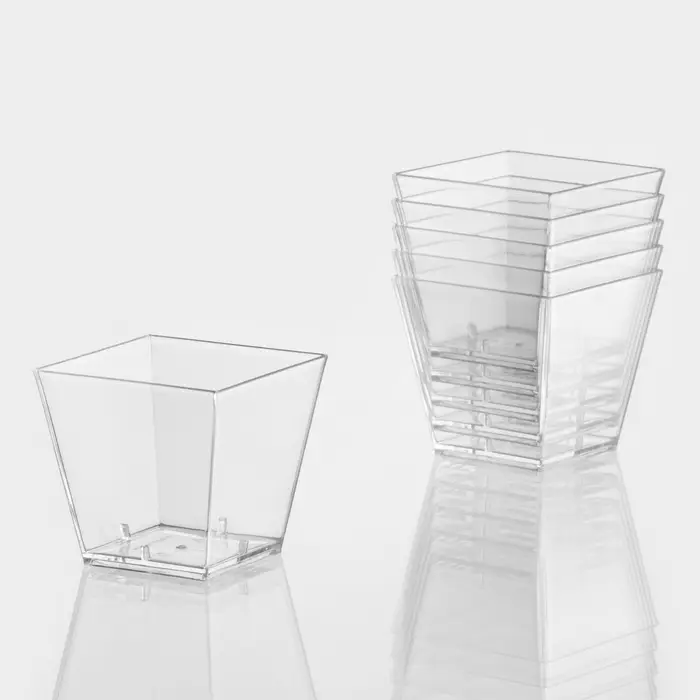 Форма пластиковая одноразовая для фуршета &laquo;Квадрат&raquo;, 60 мл, прозрачная