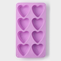 Форма для выпечки Доляна &laquo;Сердце&raquo;, силикон, 31&times;16 см, 8 ячеек (7&times;6,8 см), цвет МИКС
