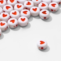 Бусина из акрила «Сердце» в круге, 7×4 мм, (набор 10 г), цвет красно-белый Бусина из акрила «Сердце» в круге, 7×4 мм, (набор 10 г), цвет красно-белый