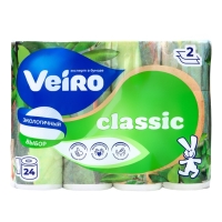 Туалетная бумага Linia VEIRO Classic, белая, 2 слойная, 24 шт.