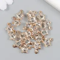 Декор для творчества металл "Звёздочка" золото, кристалл 0,6х1,1х1,1 см