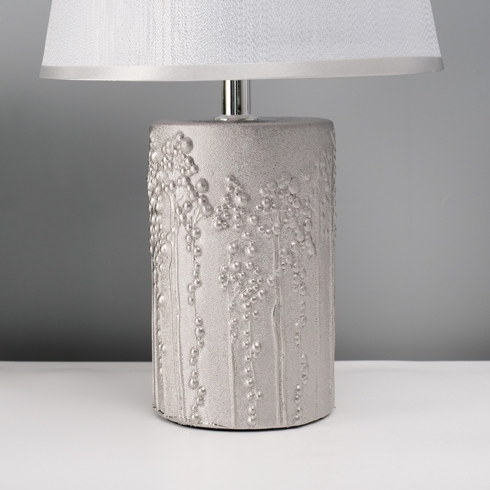 Настольная лампа с абажуром RISALUX &laquo;Фруктовый сад&raquo;, 1&times;40 Вт, Е27, серебро, 19.5&times;19.5&times;33 см