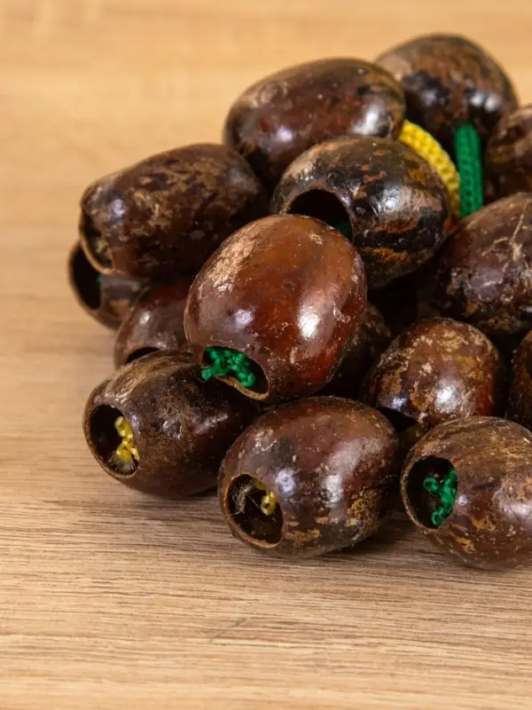 Сувенирный музыкальный инструмент "Погремушка" орех кемири, 16х10х3 см, МИКС