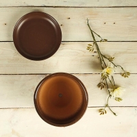 Горшок для цветов &laquo;Витраж&raquo;, 1 л, d=15 см, h=13 см, керамика, с поддоном, коричневый