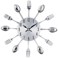 Часы настенные, серия: Кухня, "Столовые приборы", дискретный ход, d-31 см, циферблат 13.5 см