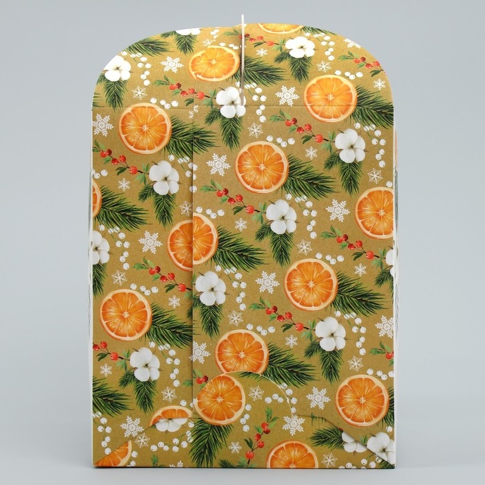 Складная коробка под маленький торт &laquo;Апельсины&raquo;, 15 х 15 х 18 см, Новый год