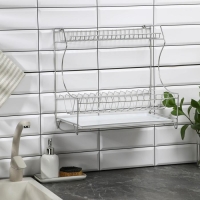 Сушилка для посуды с поддоном 2-х ярусная, настольно-настенная, 39,5&times;25&times;38 см, цвет хром