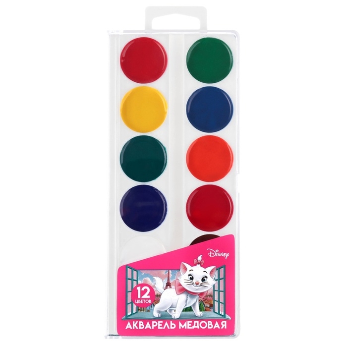 Акварель медовая 12 цветов, "Кошечка Мари"
