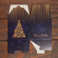 Коробка складная, подарочная новогодняя Merry christmas 10&times;10&times;10 см