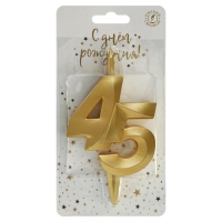 Свеча в торт &laquo;Юбилейная&raquo;, цифра 45, золотая