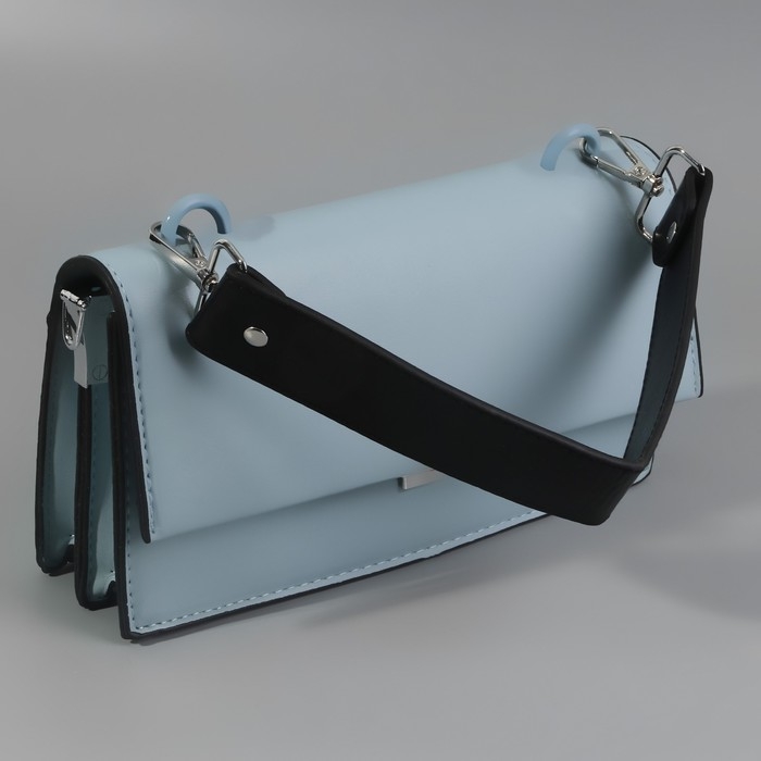 Ручка для сумки, с карабинами, 35 &plusmn; 1 см &times; 3,5 см, цвет чёрный/серебряный