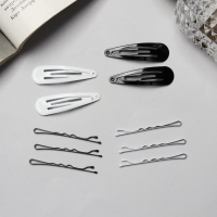 Невидимка для волос «Бриджит» (набор 12 шт) 5 см, чёрно-белый Невидимка для волос «Бриджит» (набор 12 шт) 5 см, чёрно-белый