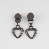 Бегунок галантерейный для молнии &laquo;Спираль&raquo;, №5, декоративный &laquo;Сердце&raquo;, 10 шт, цвет чёрный никель