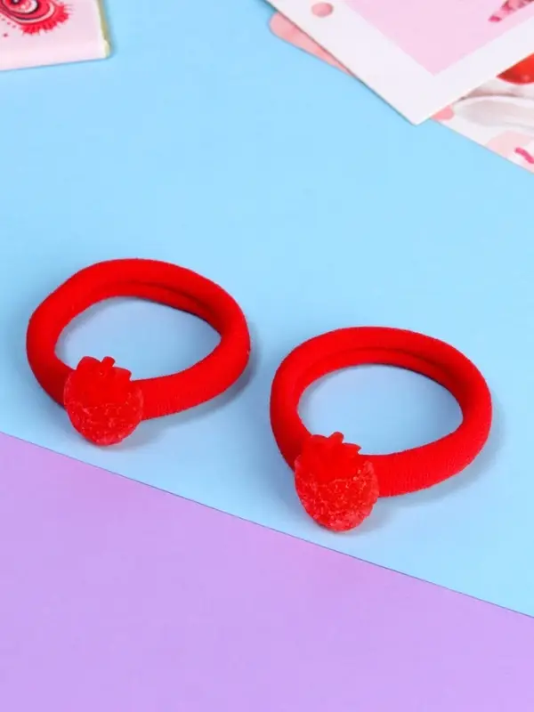 Резинка для волос &laquo;Пупсёнок&raquo;, набор 2 шт., клубничка, 3.5 см, красная