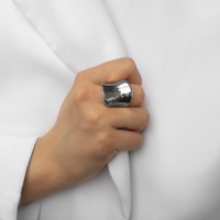 Кольцо металл &laquo;Тренд&raquo; вогнутое, цвет серебро размер 17