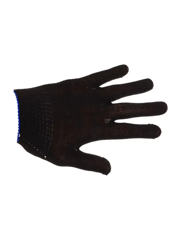 Перчатки садовые, хб, вязка 10 класс, 3 нити, размер 9, с ПВХ точками, чёрные