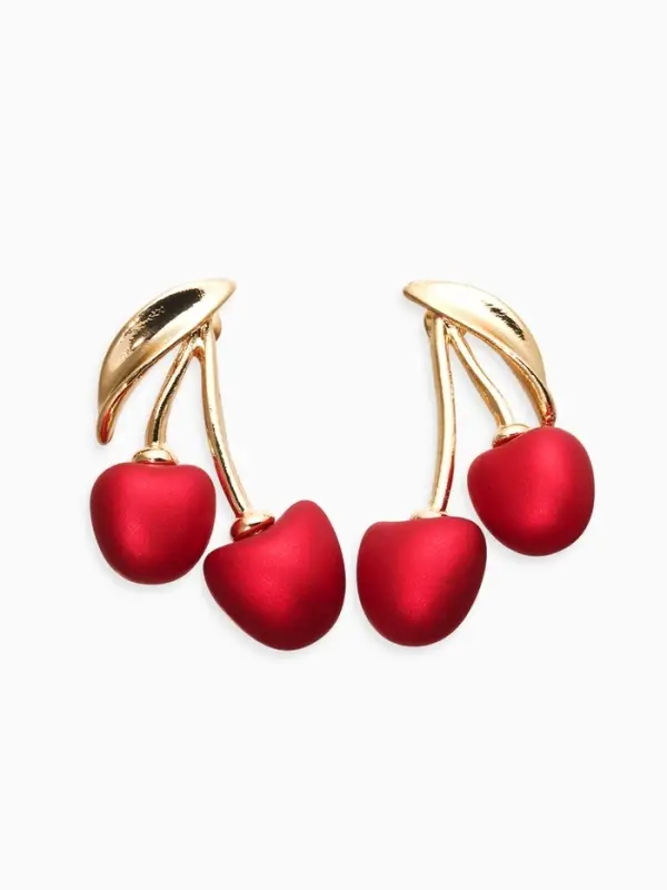 Серьги жемчуг "Вишня", цвет красный в золоте
