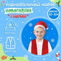 Карнавальный набор &laquo;Новогодний гномик&raquo;: жилетка и колпак, рост 92&ndash;104 см