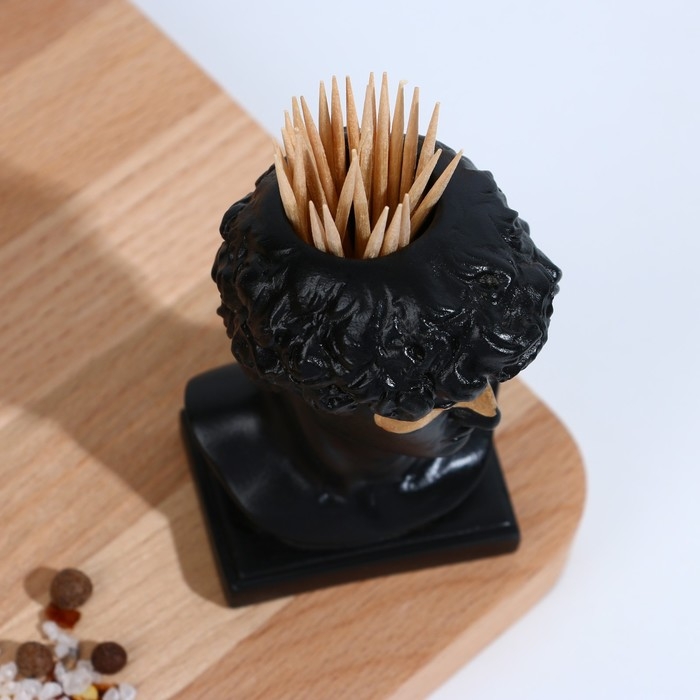 Подставка для зубочисток &laquo;Давид&raquo;, черная с золотым, 5х5х9 см