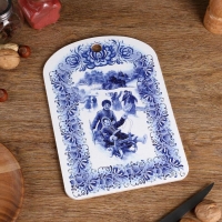 Доска разделочная сувенирная "Гжель. Катание на санках", 19,5&times;27,5 см