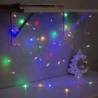 Гирлянда &laquo;Нить&raquo; 5 м с насадками &laquo;Игла&raquo;, IP20, прозрачная нить, 50 LED, свечение мульти, 8 режимов, 220 В