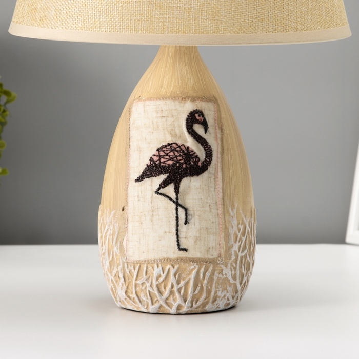 Настольная лампа с абажуром RISALUX &laquo;Фламинго&raquo;, Е14, 40 Вт, бежевый, 25&times;25&times;39 см