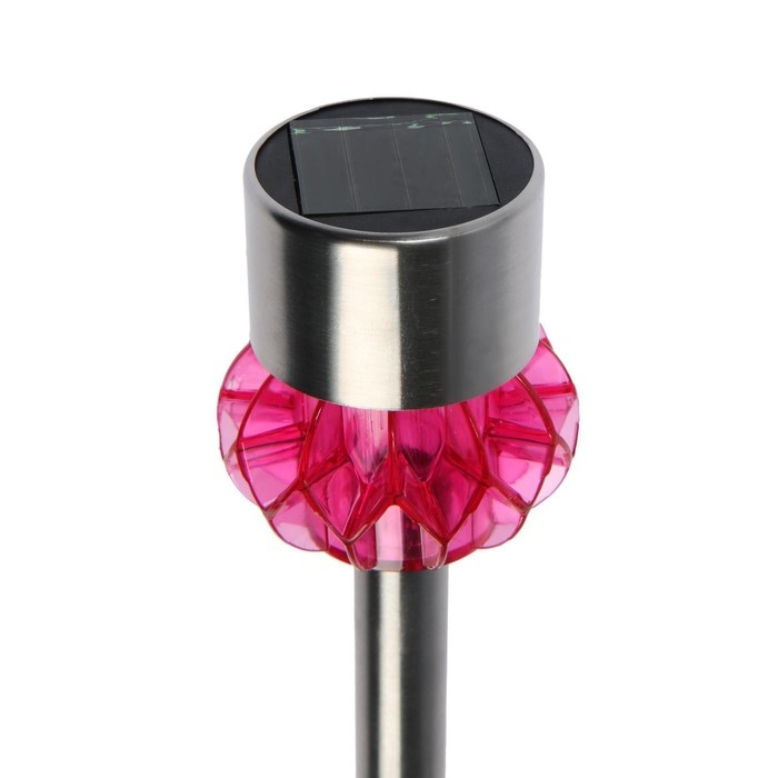 Садовый светильник на солнечной батарее &laquo;Грани красные&raquo;, 5.5 &times; 29 &times; 5.5 см, 1 LED, свечение белое